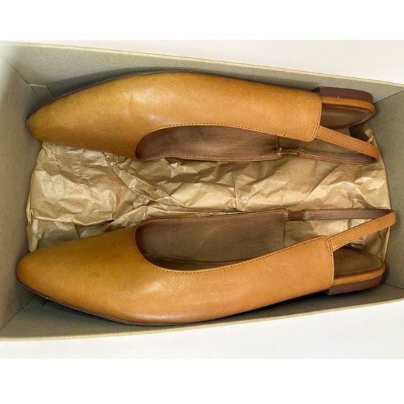 Madewell Shoes - Tan Leather Slingback Mules Womens 9.5 Brown Good Pointed Toe Flat Workwear